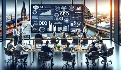 Ein Marketingteam das eine individuelle SEO-Lösung für ein Unternehmen in Köln entwickelt